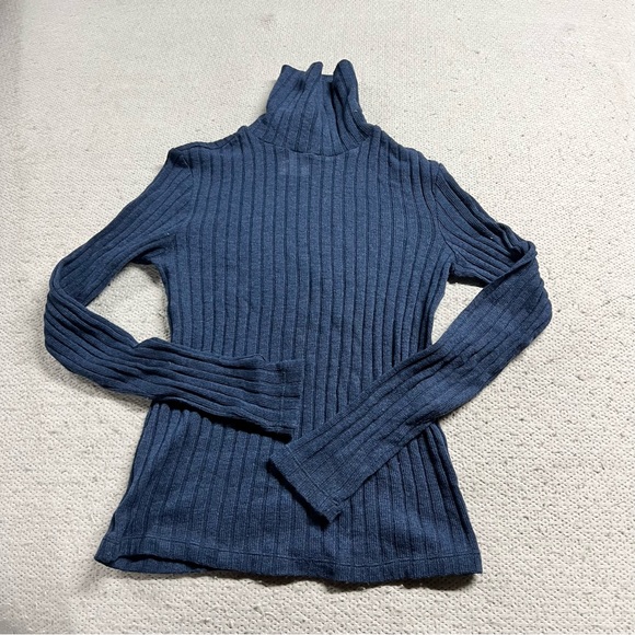 MaxMara Leisure Blue Knit Turtleneck Wool & Angora Blend Sweater Size Medium EUC - Picture 1 of 5